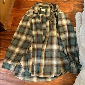 Vintage flannel Field & Stream Blue and Brown Casual‎ Button Down Shirt